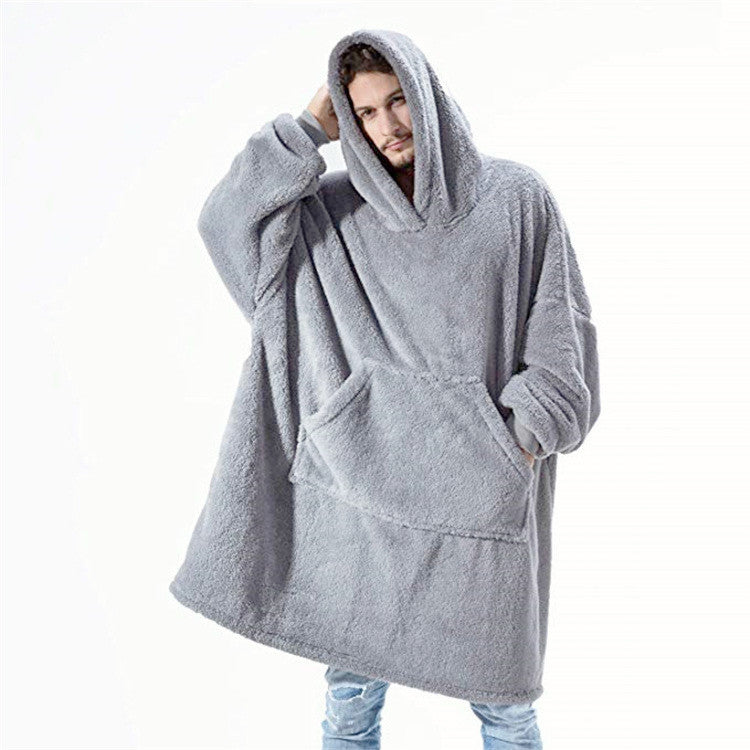 Bluza z kapturem z dużą kieszenią  | Bluza sweterkowa Wygodna luźna dwustronna bluza polarowa. Grubsza bluza, którą można nosić jako koc. Idealna dla par