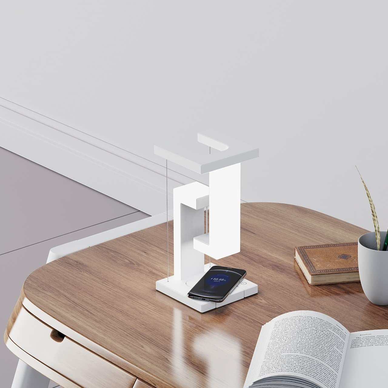 Kreatywna bezprzewodowa magnetyczna lampa wisząca z możliwością ładowania smartfonów. Nadaje świetnego, eleganckiego wyglądu do domu