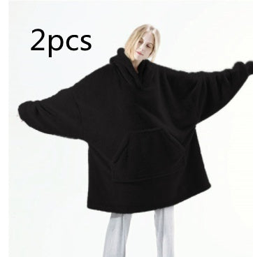 Bluza z kapturem z dużą kieszenią  | Bluza sweterkowa Wygodna luźna dwustronna bluza polarowa. Grubsza bluza, którą można nosić jako koc. Idealna dla par