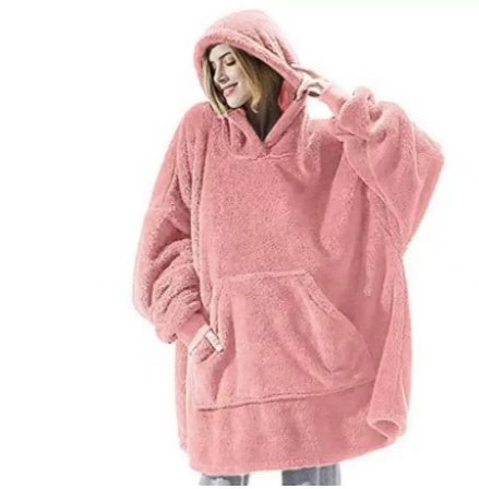 Bluza z kapturem z dużą kieszenią  | Bluza sweterkowa Wygodna luźna dwustronna bluza polarowa. Grubsza bluza, którą można nosić jako koc. Idealna dla par
